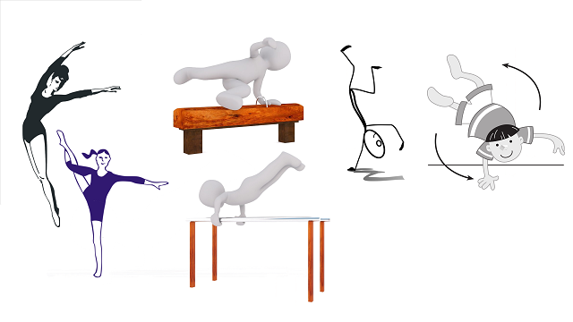 silhouettes de gymnastes