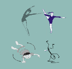 silhouettes de gymnastes sur fond vert