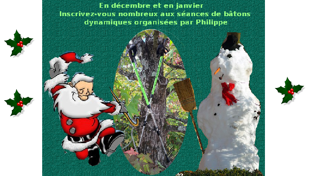 bonhomme de neige, et père noël et bâtons au centre