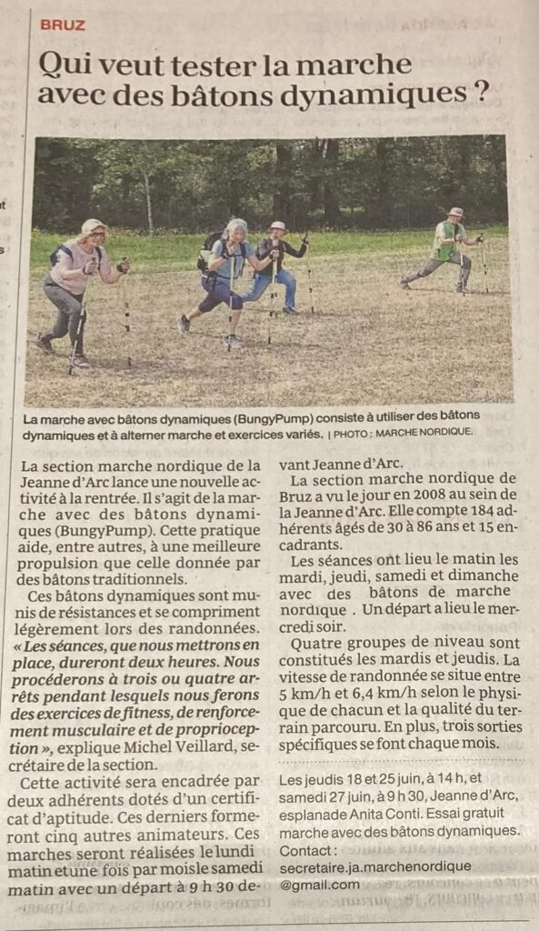 Article Ouste France avec photo de pratiquants en extérieur.